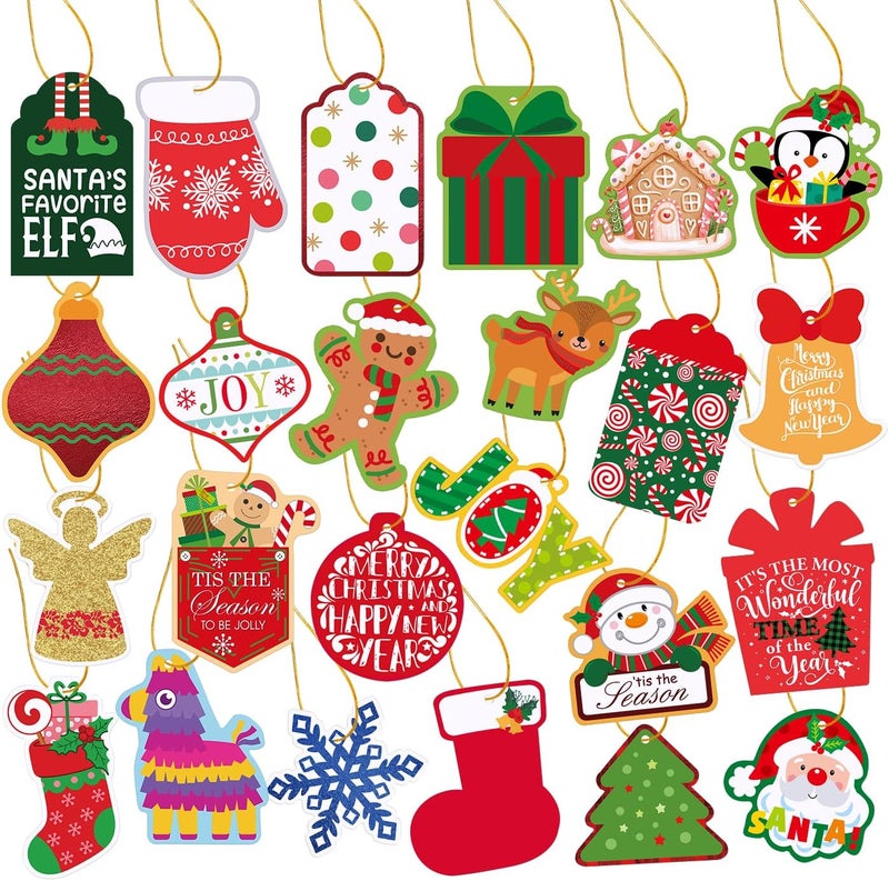 Nimbbex 72Pcs Christmas Gift Tags, Gift Tags for Christmas Presents, Christmas Tags for Christmas Holiday Present Wrap, DIY Craft, Candy Bags, Xmas Party，24 Styles - Image 1